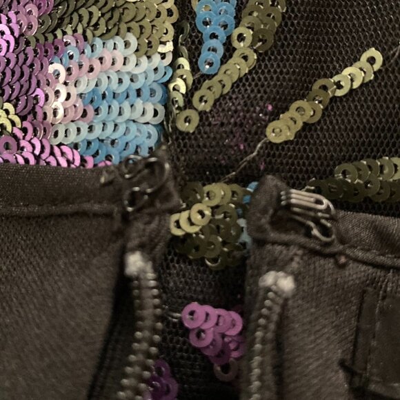 NWOT WHITE HOUSE BLACK MARKET BLACK HALTER DRESS with COLORFUL SEQUIN ACCENTS - Picture 12 of 14